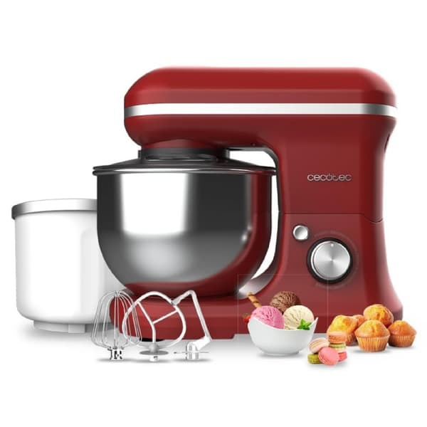 Cecotec 5-function stand mixer with elegant design and accessories for mixing and kneading. Includes ice cream making function.