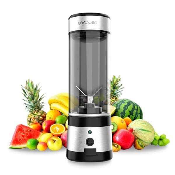 Cecotec Smoothie blender with portable bottle, 4 blades coated with black titanium and 126 W.
