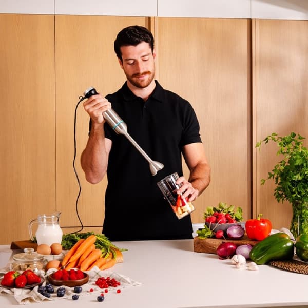 Cecotec 2300-W hand blender, CrossBlades technology with 4 blades coated with black titanium, XL arm, splashproof blade protection and speed knob wit
