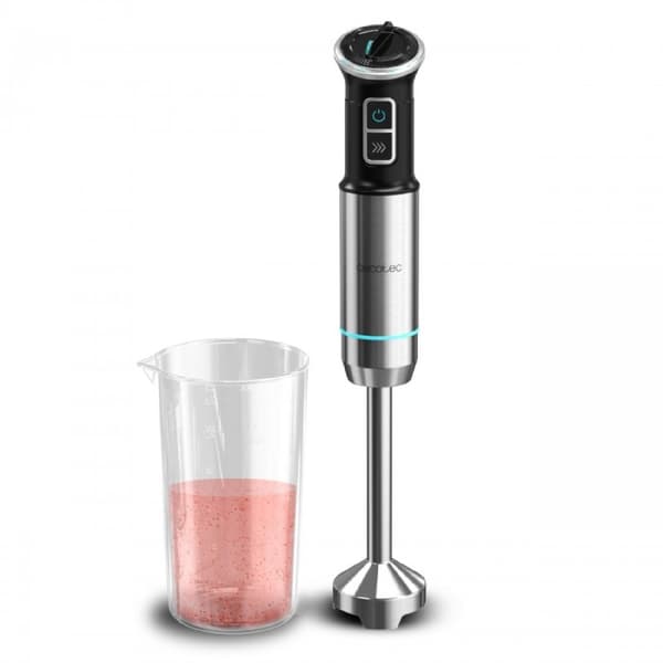 Cecotec 1100-W hand blender, CrossBlades technology with 4 blades coated with black titanium, XL arm, splashproof blade protection and speed knob wit