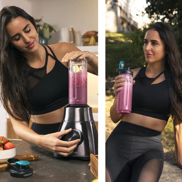 Cecotec American-style jug blender with 2500 W, with 6 blades coated with black titanium, 1.8-litre heatproof jar and portable bottle.