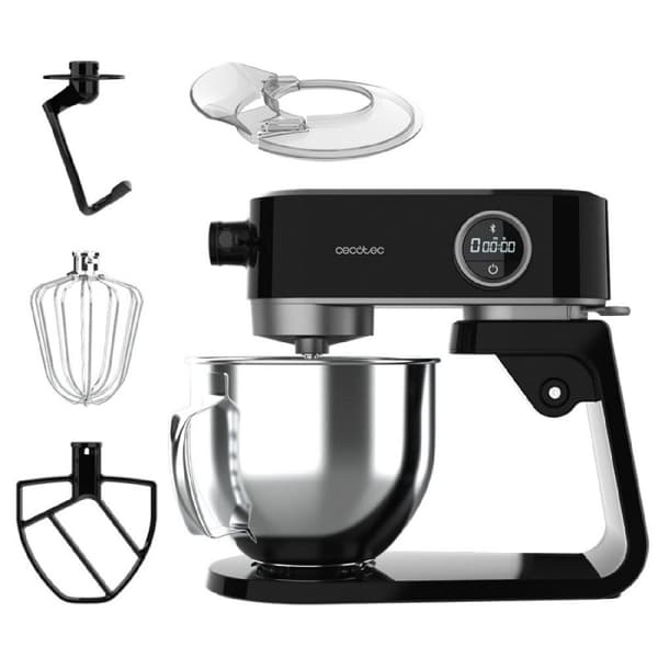 Cecotec Stand mixer made of cast aluminium with DC motor and 800 W, digital knob, 8 speeds and stainless-steel bowl with capacity for 5.2L. Includes