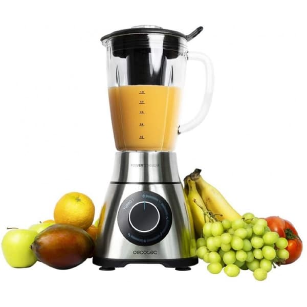 Cecotec Jug blender with stainless-steel finish, 2000 W, blades coated with black titanium and capacity for 1.8 L. Includes filter for shakes without
