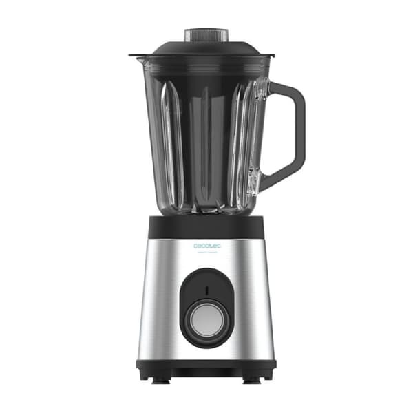 Cecotec 1800-W jug blender made of stainless steel with 6 blades coated with black titanium and 1.5 litre capacity glass jug. It includes 5 speed set