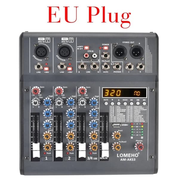 Ljudmixer, 320 DSP-effekter, 4 kanaler, EU-kontakt