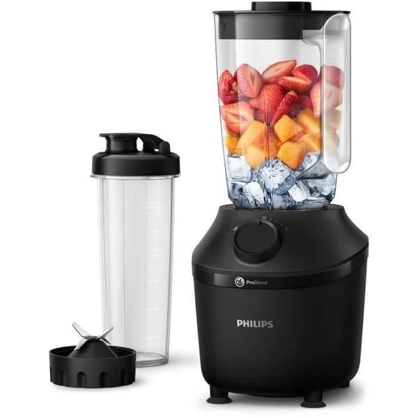 Mixerkanna - PHILIPS - Daglig HR2041/41 - 4 ProBlend-blad - Maximal kapacitet 1,9L - 450 W - 1 hastighet - Pulsfunktion - Svart