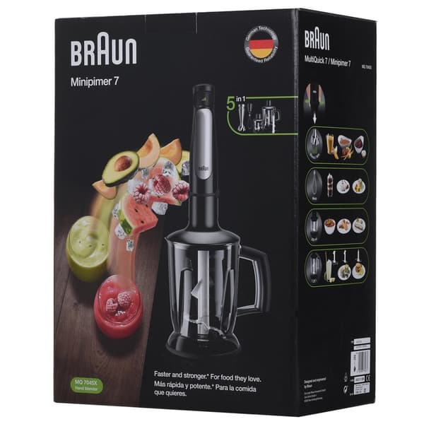 Braun MultiQuick 7 MQ 7045X 1,25 L Dykblender 1000 W Sort, Rustfrit stål