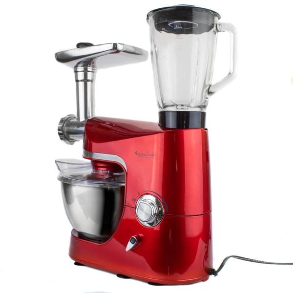 TurboTronic TT-007 foodprocessor med blender og kødhakker - 5L - rød