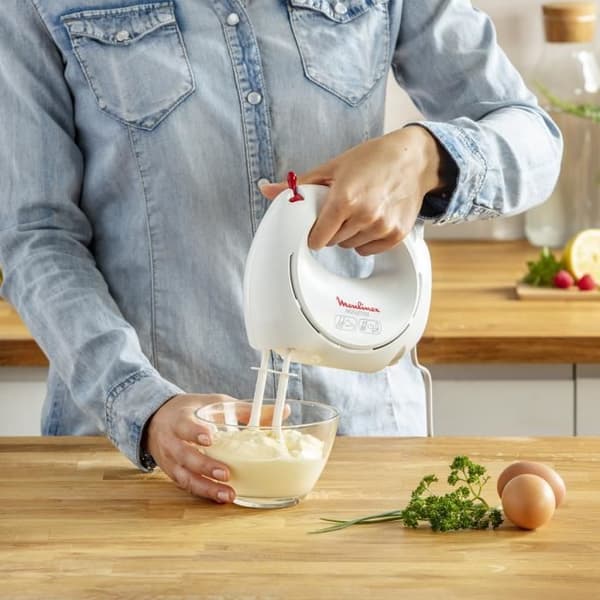 MOULINEX HM2501B1 Easy Max elektrisk stavmixer - 5 hastigheter - 2 uppsättningar vispar ingår - Snövit