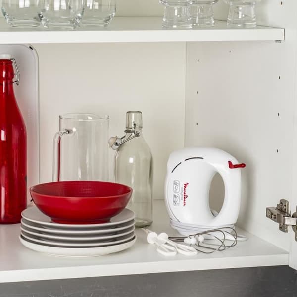 MOULINEX HM2501B1 Easy Max elektrisk stavmixer - 5 hastigheter - 2 uppsättningar vispar ingår - Snövit
