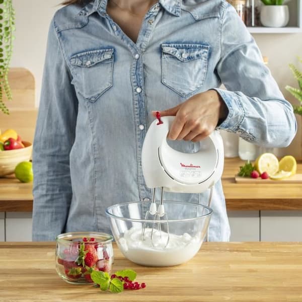 MOULINEX HM2501B1 Easy Max elektrisk stavmixer - 5 hastigheter - 2 uppsättningar vispar ingår - Snövit