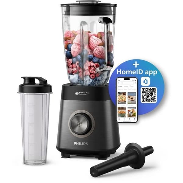 Mixer - PHILIPS HR3041/00 - 2 L skål - flaska ingår - avtagbara blad - Grå