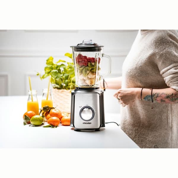 Mixerblandare, 1,5 liters glasbehållare, 2 hastigheter+pulsfunktion Mesko MS 4080 1200W Negro/Plata 85094000