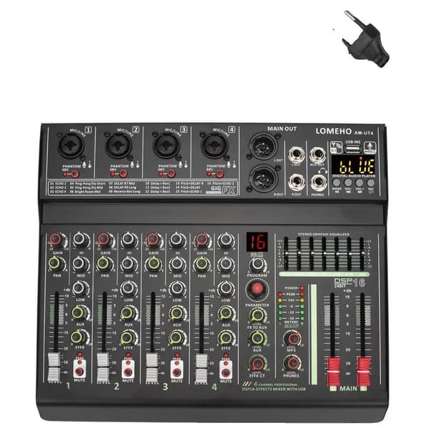 4-kanals mono lydmixer, 24-bit DSP-effekter, 7-bånds equalizer,EU STIK