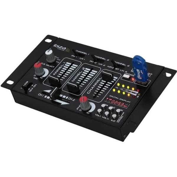 IBIZA DJ21USB-BT 4-kanals / 7-kanals mixer med usb &amp; bluetooth - Svart