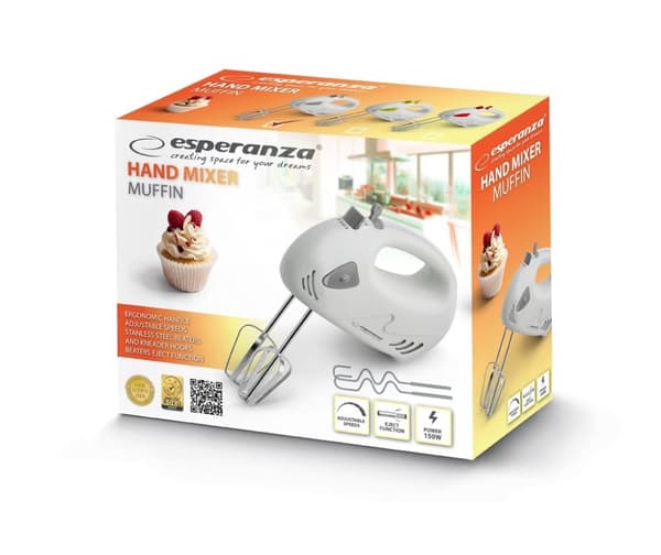 Esperanza EKM007WE mixer Håndmixer Grå, Hvid 150 W