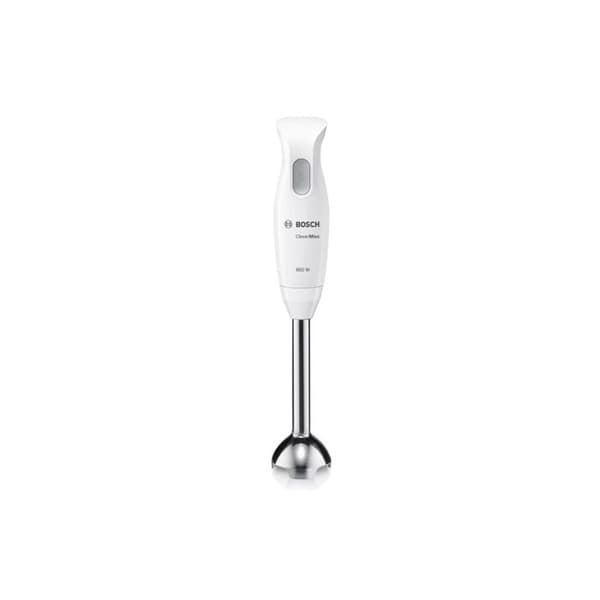 Stavmixer - BOSCH - CleverMixx - 600 W - fot i rostfritt stål - mixerskål - minihackare - rostfri visp - Vit