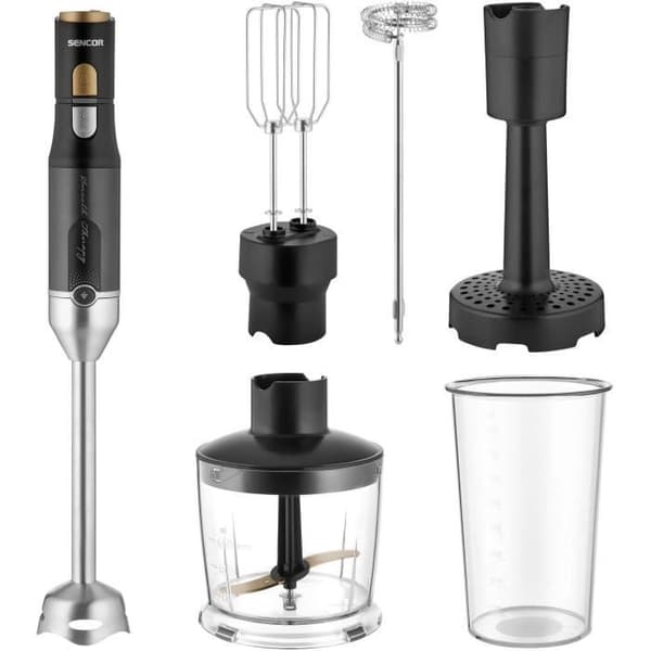 6 i 1 stavmixer - SENCOR - SHB 6442BK - 1200 W - TITANIUM QuadBlade-teknik - Svart