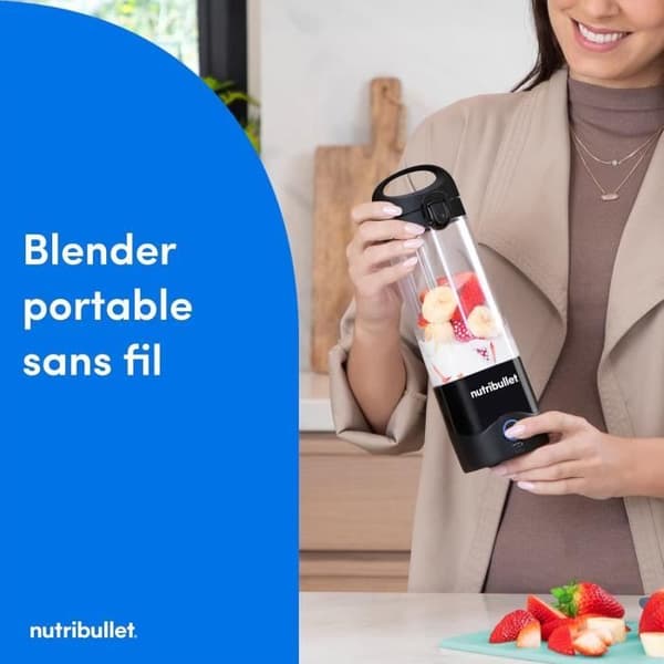 Blender Portable Nutribullet - Mini Blender med kniv i rostfritt stål 4 punkter - USB-C uppladdningsbar - 475ml Tritan utan BPA
