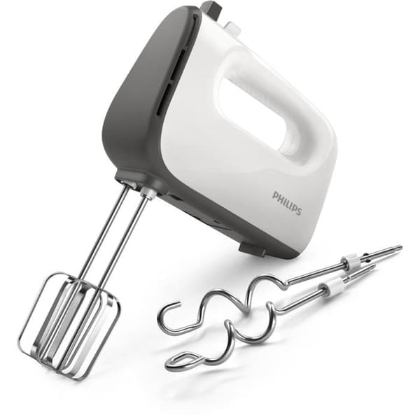 Philips handmixer i 5000-serien - 5 hastigheter - turbofunktion - dubbelvisp + knådning - vit (HR3740/00)