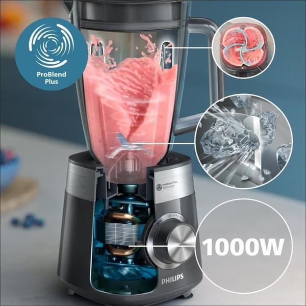 Blender - Philips - 5000 Series - Motor 1000W - ProBlend Plus - 2 Liter - Svart