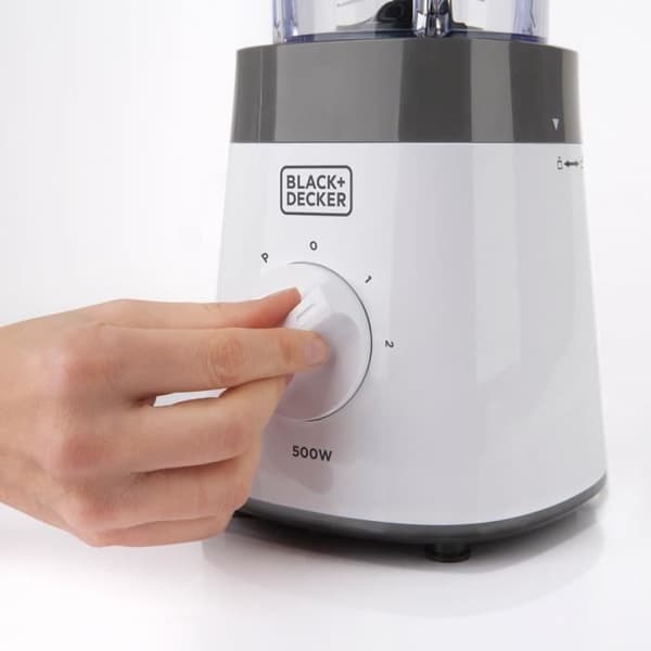 BLACK+DECKER BXJB500E 500W mixer, 2 hastigheter + Pulse, 1,5L skål, 4 blad i rostfritt stål, halkfri bas
