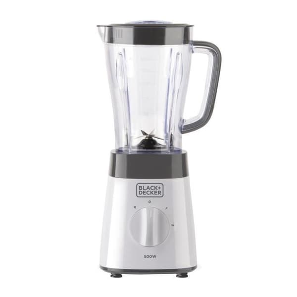 BLACK+DECKER BXJB500E 500W mixer, 2 hastigheter + Pulse, 1,5L skål, 4 blad i rostfritt stål, halkfri bas
