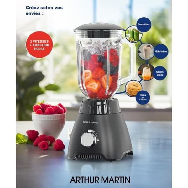 Glasmixer - ARTHUR MARTIN - AMPB40 - 1,5L - 400W - 2 hastigheter + puls