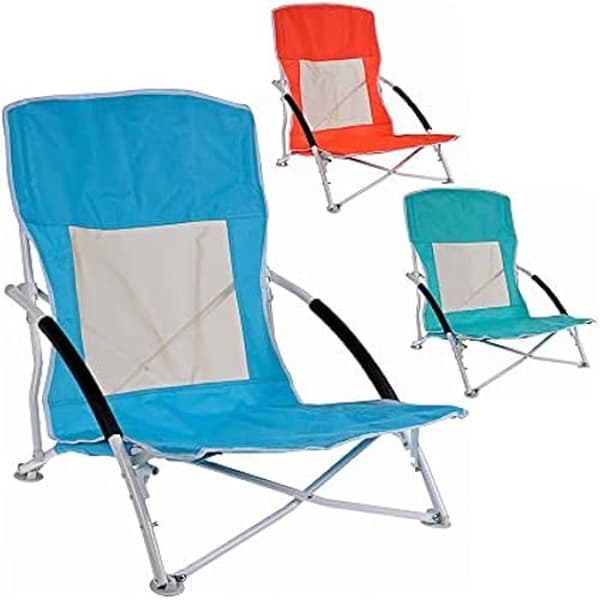 Hopfällbar strandstol i metall - JÄRN - 60 x 55 x 64 cm - Bekväm och lätt att transportera