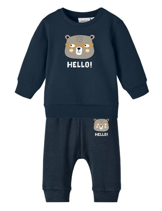 Namnge det - 13235508 - NBMVONNE LS SWEAT BOX BRU SET, Träningsset för pojkar, Mörk safir/Detalj:HEJ,