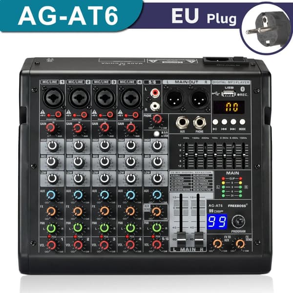 Lydmixer, 6 kanaler, 99 DSP-effekter,EU-stik