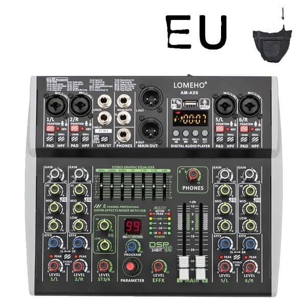 Mixerkonsol, 6 kanaler, 99 DSP-effekter,AM-AX6 EU