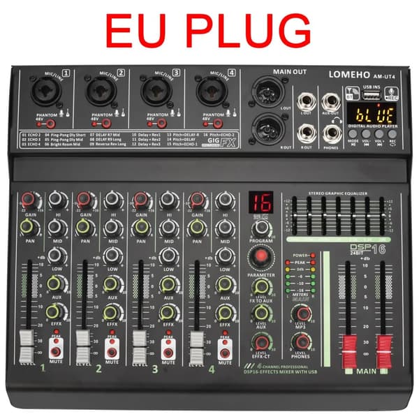 Ljudmixer, 4 kanaler, Bluetooth-funktionalitet,EU-kontakt