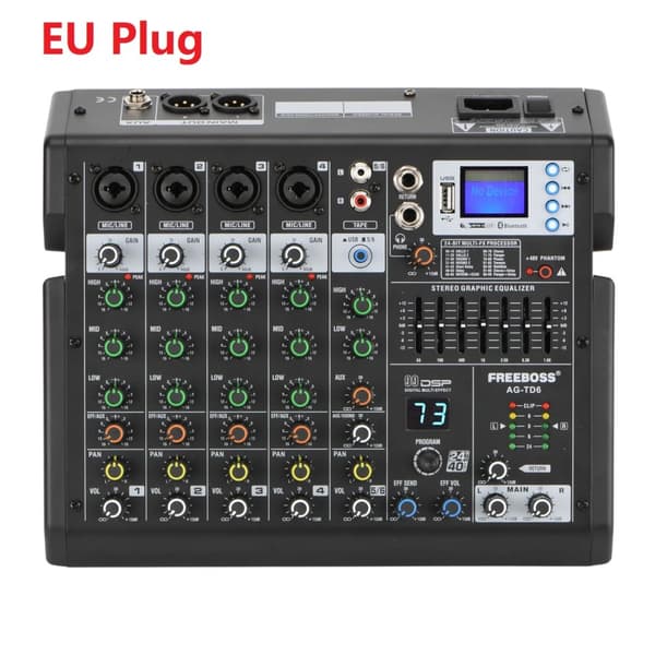 Ljudmixare, 6 kanaler, 99 DSP-effekter,EU-kontakt