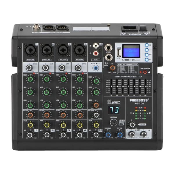 Audio Mixer, 6 Kanaler, 99 DSP Effekter,EU stik