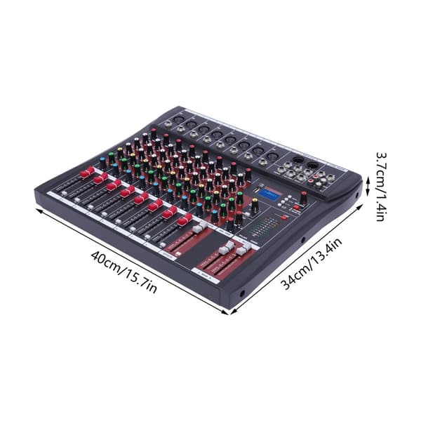 8-kanals stereoljudsmixer, Bluetooth-anslutning, USB-inspelning,svart