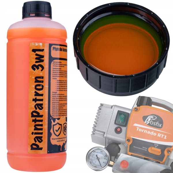 Rosfix PaintPatron 3in1 1L underhålls- och rengöringsvätska + Färgspruta för enheten med 517-munstycke och munstycksskydd