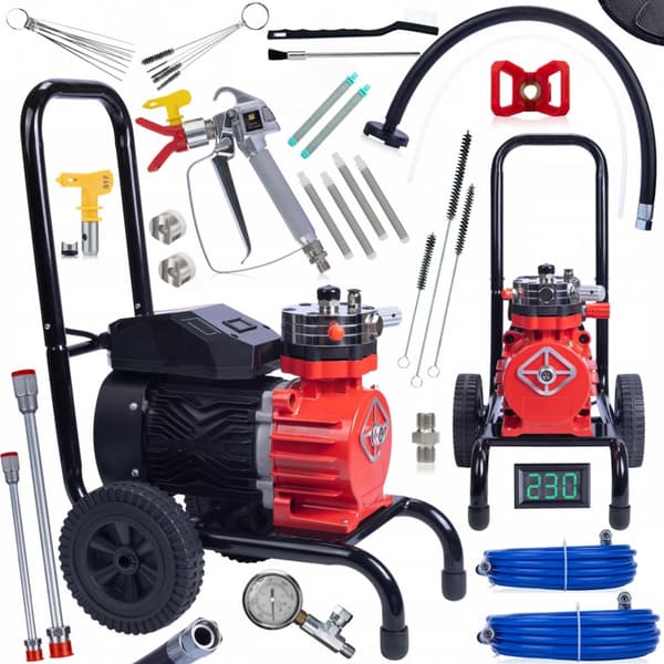 Rosfix Red Strong Storm 1100 RSS05 målningsenhet 3500W 22MPA 18L/min med en stor uppsättning målartillbehör