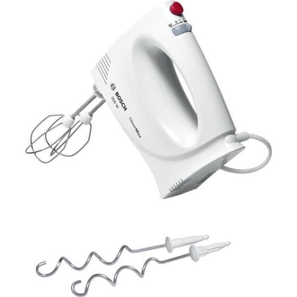 Batteur BOSCH CleverMixx MFQ3030 - 350 W - 4 hastigheter - Pulsfunktion - 2 krokar + 2 vispar i rostfritt stål - Vit