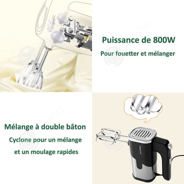 INN 800W mixer med 5 arbetslägen med 2 degkrokar och 2 vispar för bakning och kakor elektrisk mixer