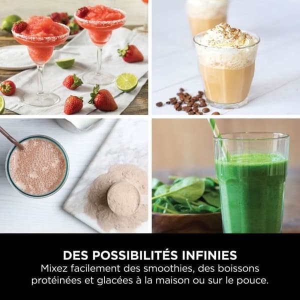 Blender portabel Ninja Blast - BC150EUBK - skål 530 ml - autonomi 2h - trådlös - utan BPA - svart