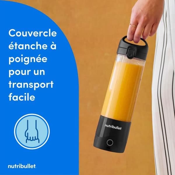 Blender Portable Nutribullet - Mini Blender med kniv i rostfritt stål 4 punkter - USB-C uppladdningsbar - 475ml Tritan utan BPA