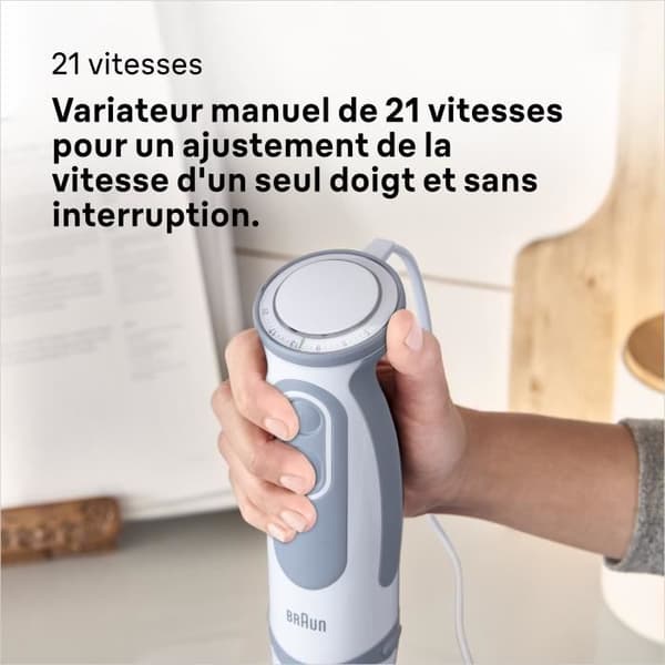 BRAUN Multiquick 5V stavmixer - 21 hastigheter - Fot i rostfritt stål - 3 tillbehör