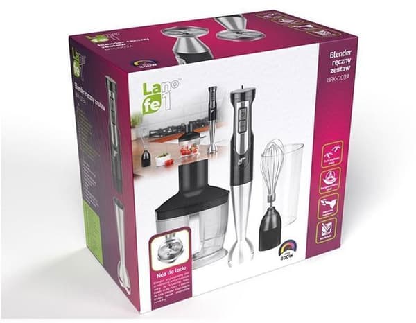 Blender Lafe - LAFBLE46742 - BRK-003A mixer 0,6 L Immersionsmixer Svart, Silver, Transparent 800 W