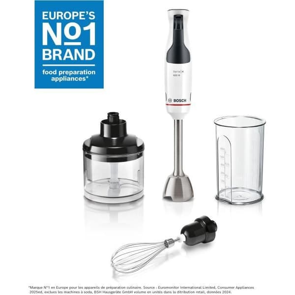 Stavmixer - BOSCH - MSM4W221 - 600 W - 4 vassa blad - Mixerskål - Minihackare - Visp - Keramiskt redskap