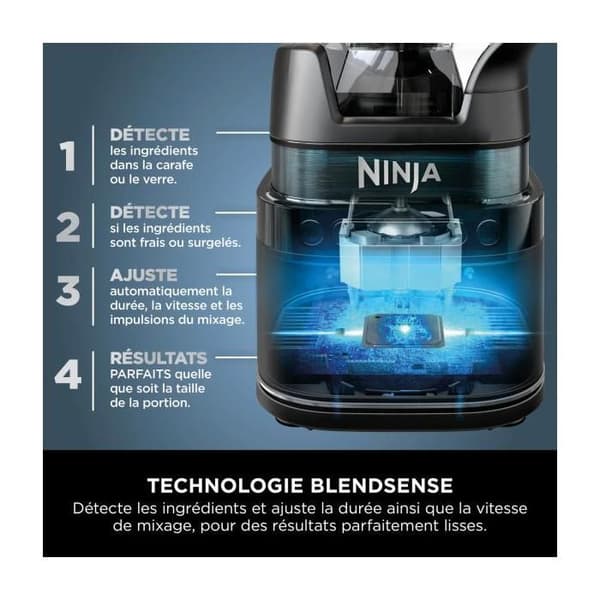 Ninja Detect Power Blender Pro 1200W Blender - 2-i-1 - 2L - 15 lägen - 10 hastigheter - Svart