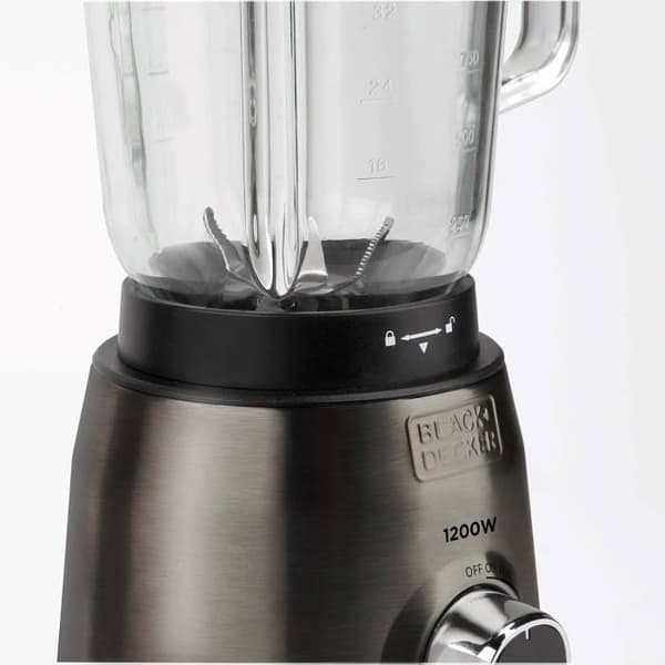 BLACK+DECKER BXJB1200E 1200W mixer, 3 program + justerbara hastigheter, 1,5L skål, 6 blad i rostfritt stål, halkfri bas