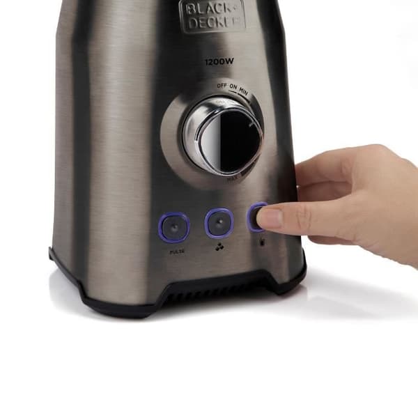 BLACK+DECKER BXJB1200E 1200W mixer, 3 program + justerbara hastigheter, 1,5L skål, 6 blad i rostfritt stål, halkfri bas