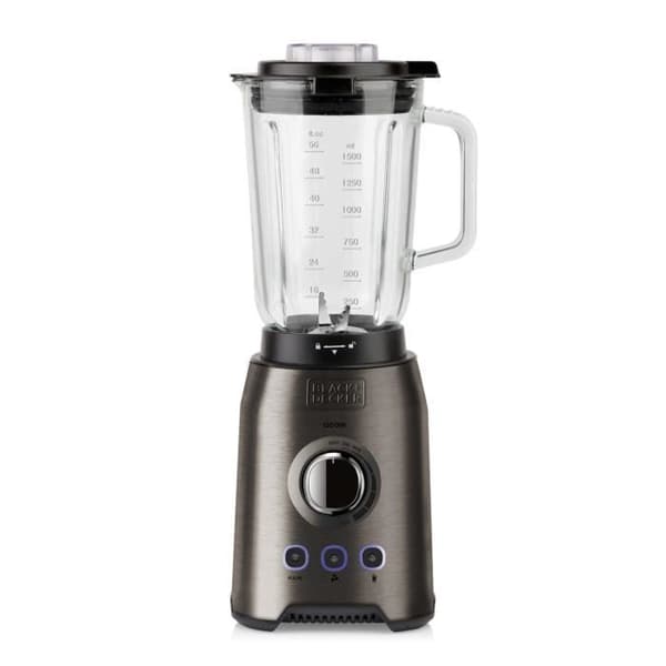BLACK+DECKER BXJB1200E 1200W mixer, 3 program + justerbara hastigheter, 1,5L skål, 6 blad i rostfritt stål, halkfri bas