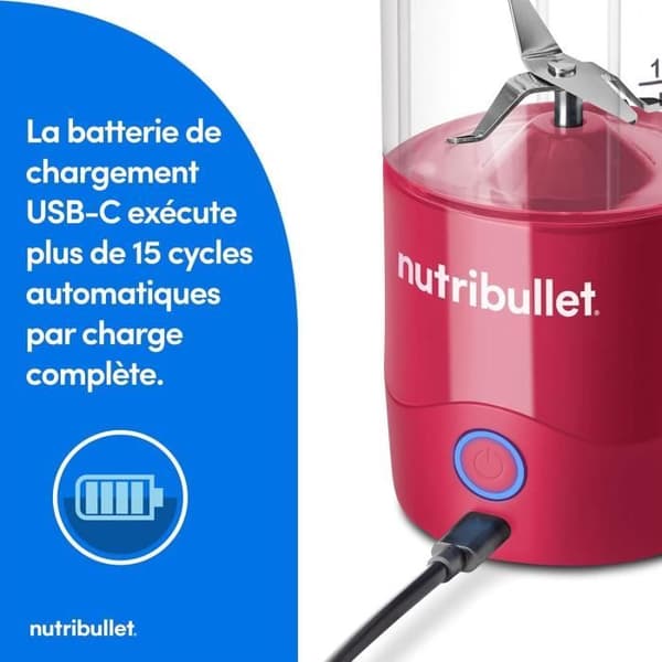 Blender portabel - NutriBullet - NBP003MA - 475 ml - Utan BPA - USB-C-kabel